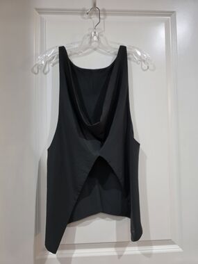 Black Draped Back Tank Top - Women's Sleeveless Layering Piece